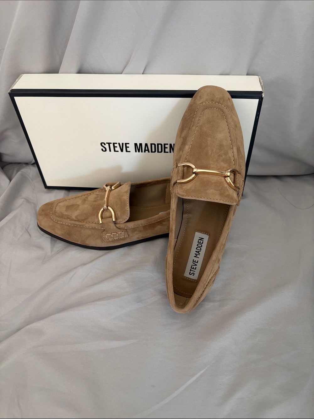 Steve Madden Tan Suede Slip-On Almond Toe Bit Loafers 6.5